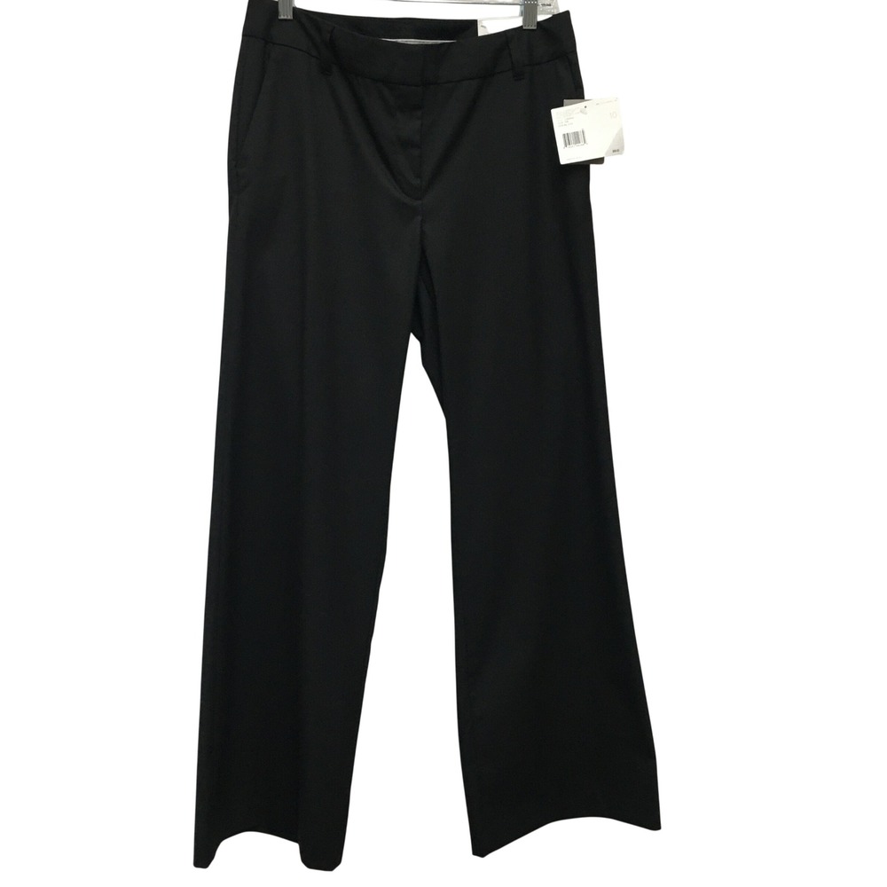 Liz Claiborne Stretch Wide Leg Trousers Women's 10 Black Professional Office